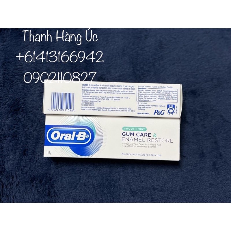 [Hàng Úc] Kem Đánh Răng Bảo Vệ Nướu Và Trắng Răng Oral B Gum Care Enamel Restore 110g