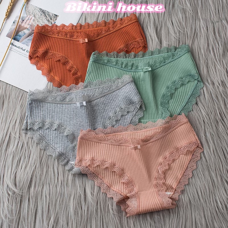Quần Lót Nữ Cotton viền ren gân tăm kháng khuẩn hoạ tiết viền ren sexy điệu đà Mẫu 029