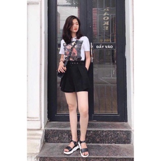 Quần giả váy đen kèm belt