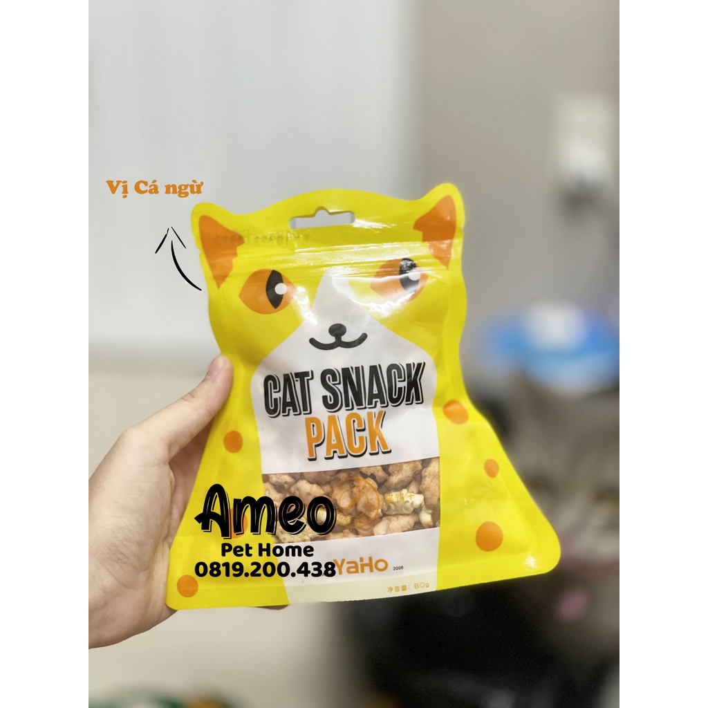 Snack thưởng Cho Mèo Yaho - Bánh thưởng cho mèo - Bánh Quy Hình Cá Thú Cưng (Gói 80g)