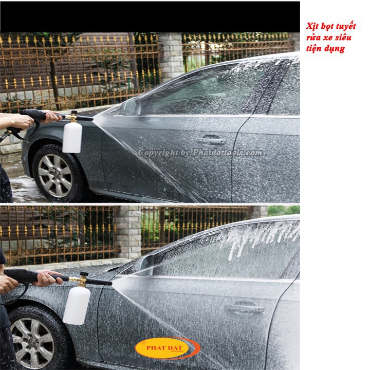 Combo Bình Phun Bọt Tuyết và Súng Xịt Rửa Xe Cho Máy Rửa Xe Mini-Tặng kèm đầu nối nhanh