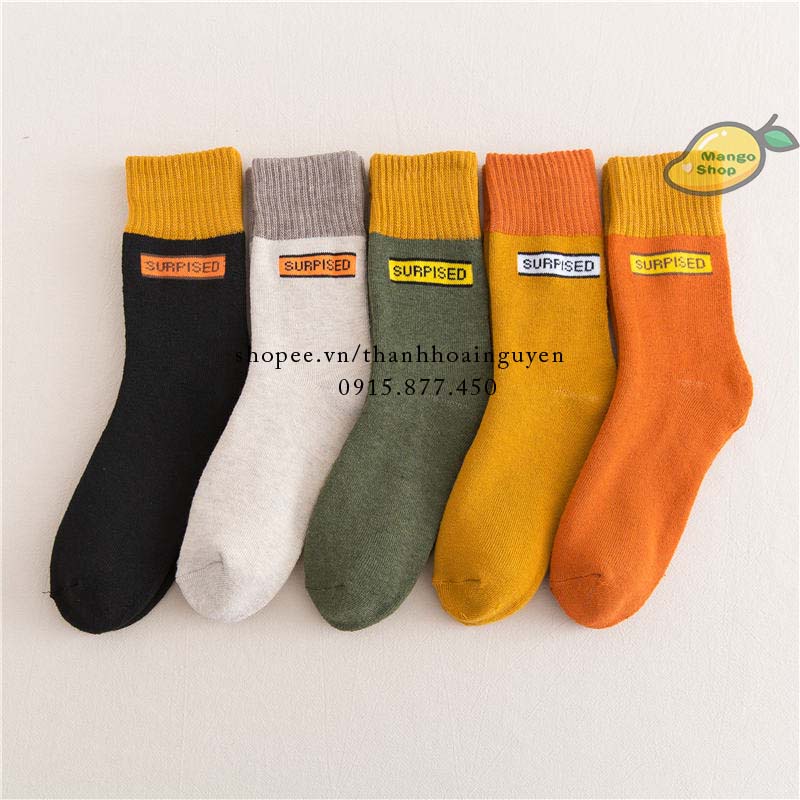 Tất Lót Lông Nỉ 2 Màu Cá Tính Unisex Dành Cho Mùa Đông Đại Hàn