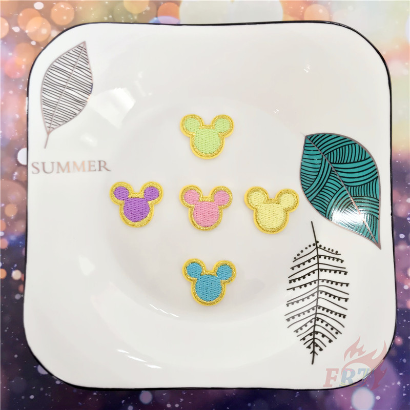 Miếng Dán Ủi Thêu Hình Đầu Chuột Mickey Nhiều Màu Sắc