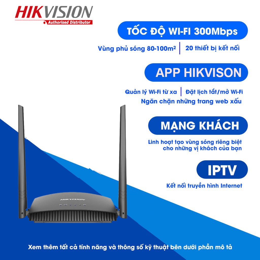 Bộ phát Wifi HIKVISION DS- 3WR3N Tốc độ 300Mbps , Điều khiển từ xa , Sóng Khỏe - Bảo Hành 24 Tháng