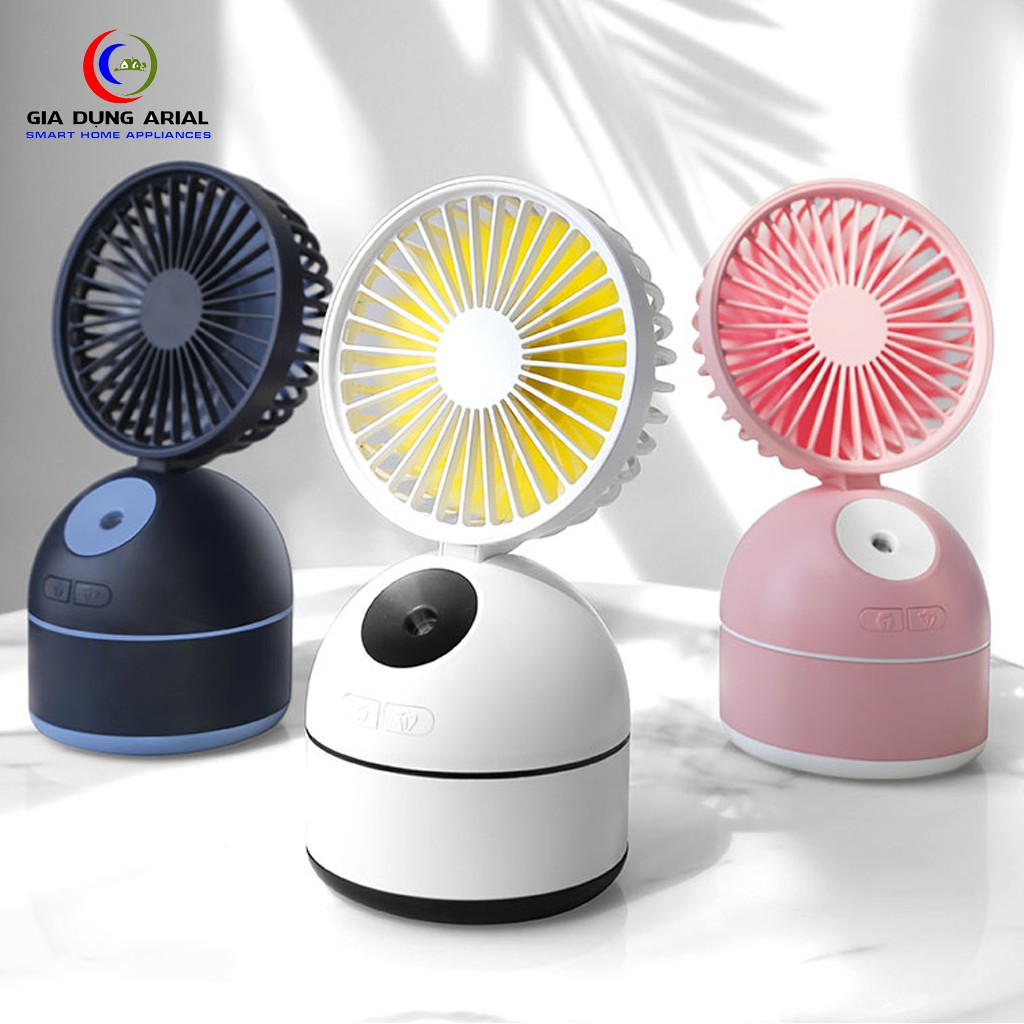 Quạt Phun Sương Mini SPRAYING FAN Tích Điện 2000mAh, Quạt Mini Để Bàn Tích Hợp Phun Sương Chính Hãng Bảo Hành 1 Đổi 1