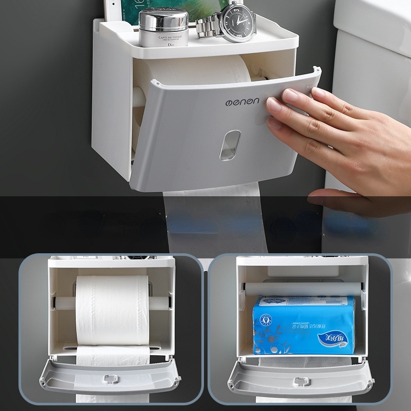 Hộp đựng cuộn khăn giấy hai tầng đa năng không thấm nước