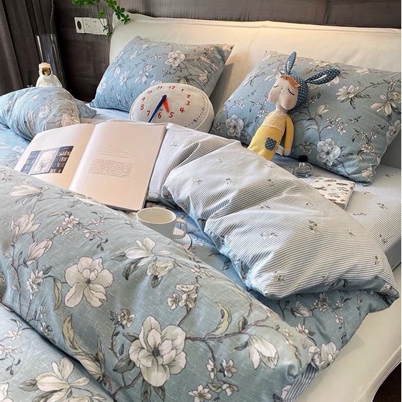 Bộ chăn ga gối cotton organic Hoa đá Dreamhome