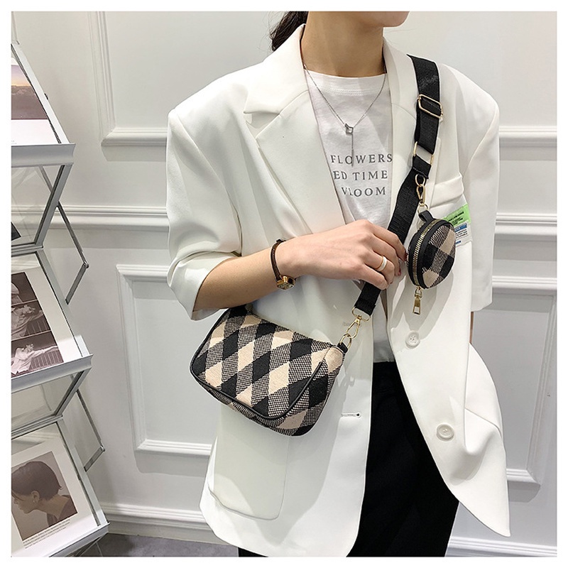 Túi Đeo Chéo Họa Tiết Bàn Cờ Theo Phong Cách retro NB00250