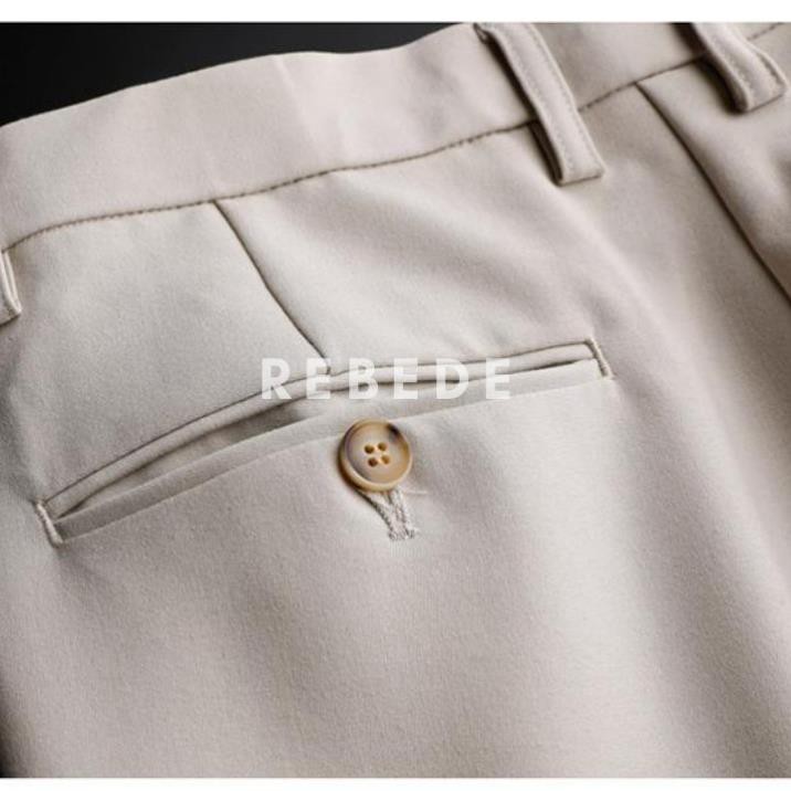 Quần tây nam đẹp màu trắng kem, vải Tuyết hàn co giãn cao cấp ống suông đứng Rebede | BigBuy360 - bigbuy360.vn