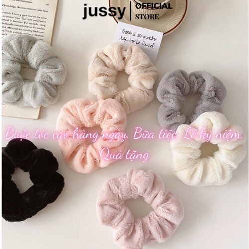 Dây Cột Tóc Scrunchies Chất Len Nhung Mềm Mịn Dây Buộc Tóc Jussy Fashion Thiết Kế 1 Màu Trơn Đơn Giản Dễ Thương [1 SỢI]