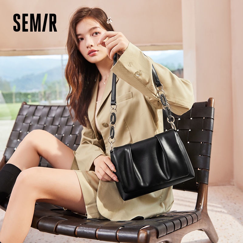 Senma Túi Đeo Vai / Kẹp Nách Đơn Kết Cấu Cao Thiết Kế Nhăn Thời Trang Mới Cho Nữ