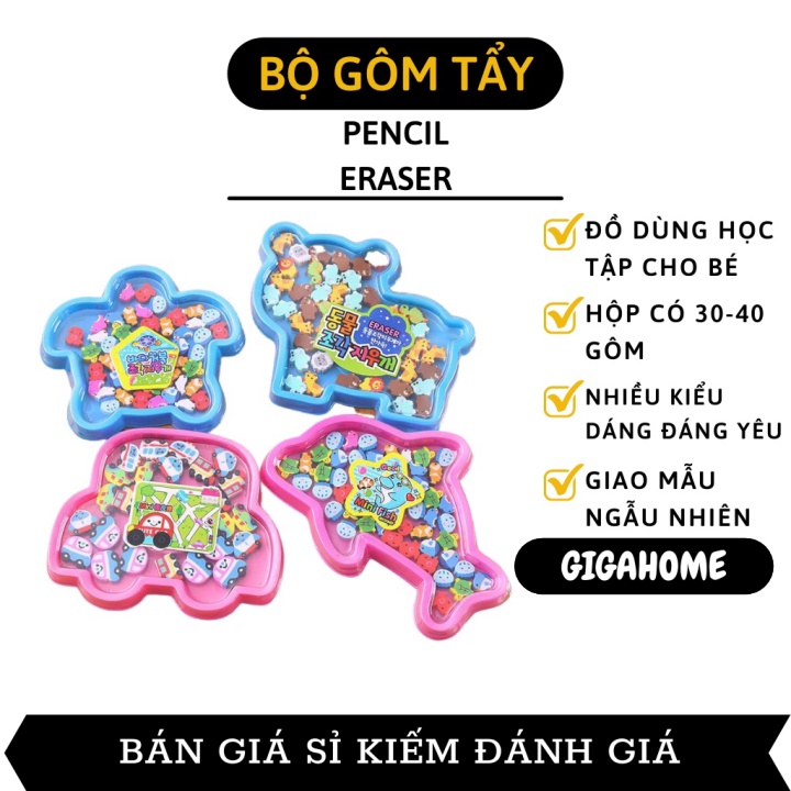 Gôm Tẩy GIGAHOME Hộp 30GIGAHOME40 Gôm Tẩy Hình Động Vật Mini Đáng Yêu Cho Bé Học Tập 8097
