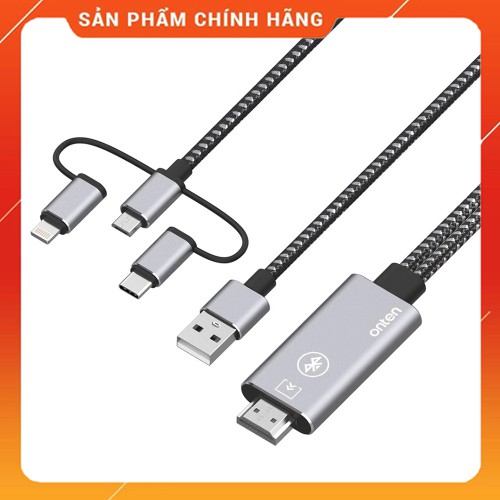 Cáp chuyển 3 trong 1 Lightning/ Type C/ Micro USB to HDMI Onten 7539 - Hàng Chính Hãng