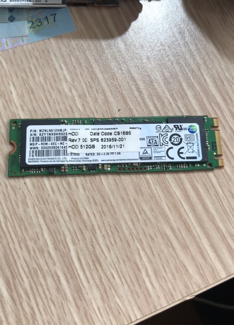 Ổ cứng ssd m2 sata 512Gb Samsung pm871a 2280(850 evo)