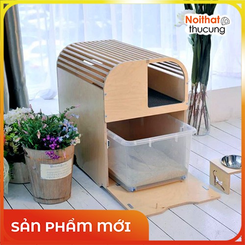 Nhà vệ sinh cho mèo kèm khay đựng cát khép kín chống văng, hạn chế mùi hôi PetZou TL001
