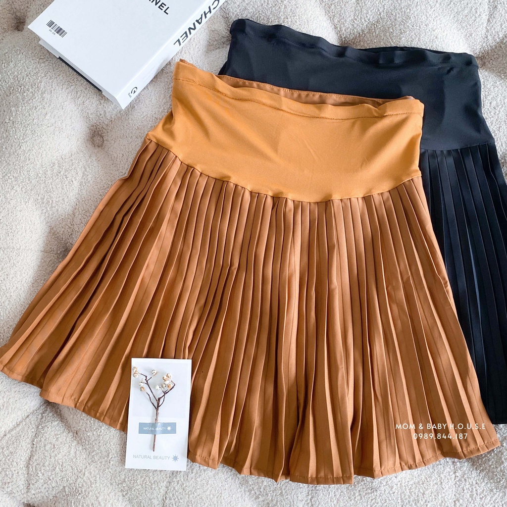 EVERMOM | Chân váy bầu dập ly có đệm bụng loại dày mặc suốt thai kì