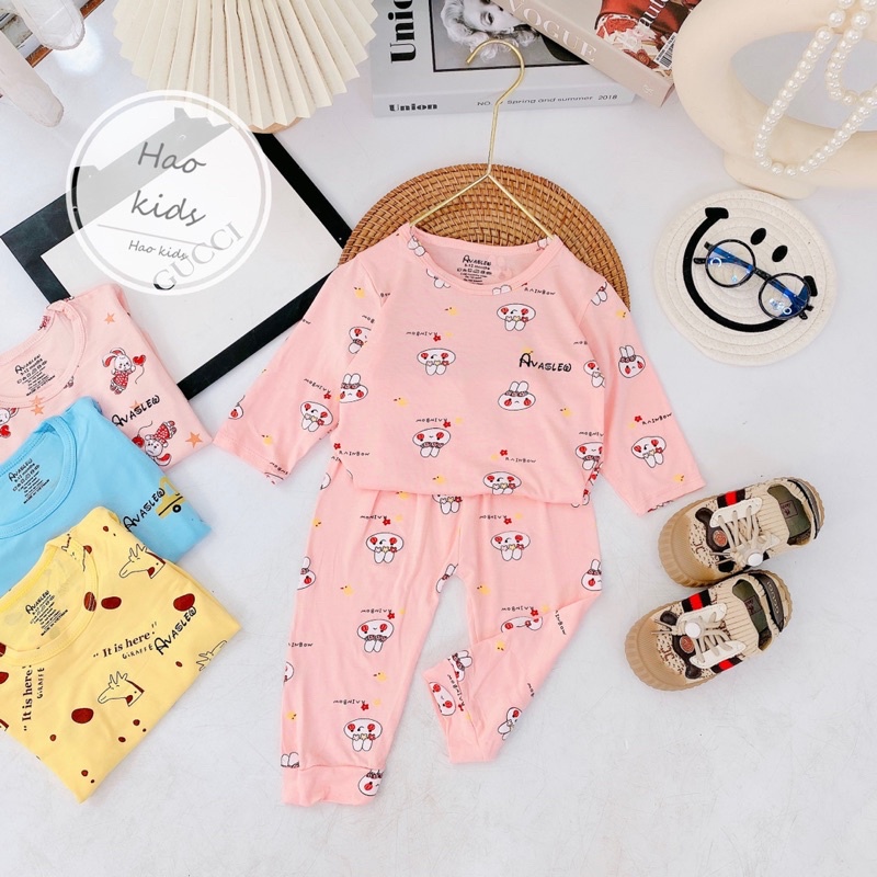Bộ thun lạnh dài tay cho bé , Bộ Đồ Bé Trai Đồ sơ sinh Avaler Đồ ngủ bé gái Quần Áo Trẻ Em