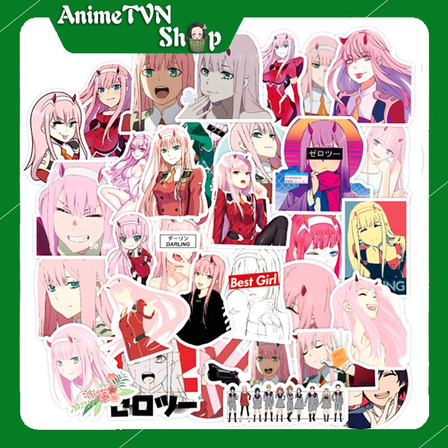 Miếng dán Sticker Anime Manga Darling in the FranXX trọn bộ 100 hình - In rõ ràng sắc nét khó tróc