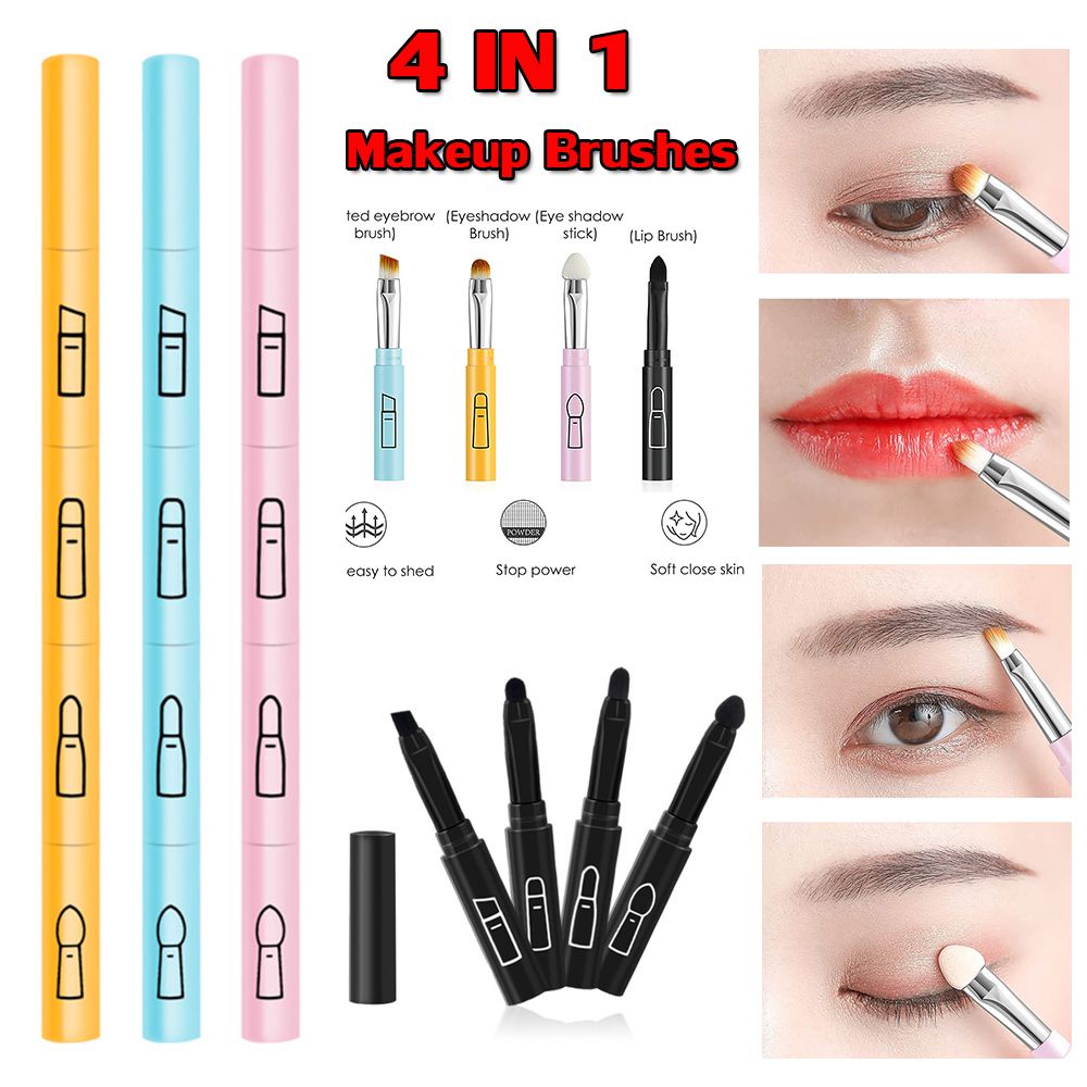 Cọ Trang Điểm Mắt/Môi Đa Năng 4 Trong 1 Có Thể Tháo Rời Tiện Dụng Mang Theo Du Lịch