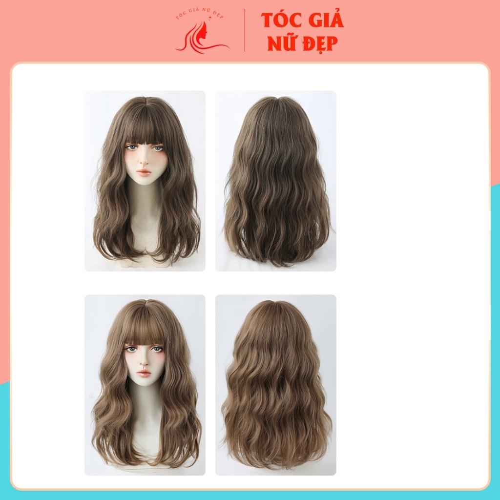 Tóc giả nữ nguyên đầu xù dợn sóng, T60F, tặng kèm lưới trùm