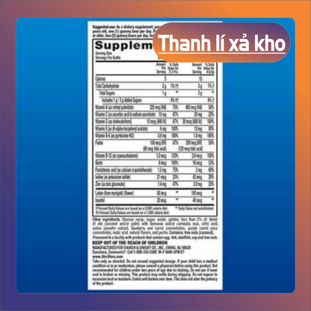 THANH LÝ XẢ KHO Kẹo Dẻo Bổ Sung Vitamin Gấu Lil'Critter Gummy Vites Multivitamin Complete Cho Trẻ Từ 2 Tuổi 300 Viên ( 2