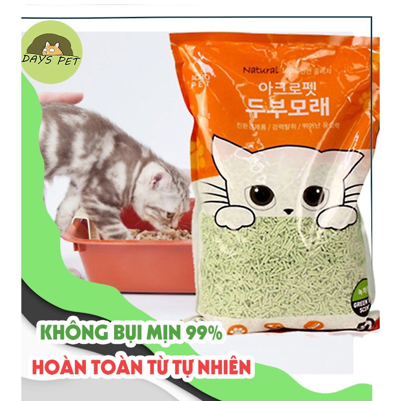 ACROPET Cát đậu nành vệ sinh siêu thấm không bụi, không bám chân mèo (100% đậu phụ tự nhiên) cho mèo Dayspet