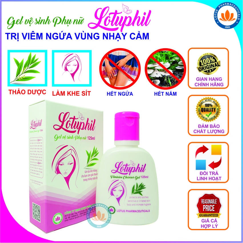 Gel vệ sinh phụ nữ Lotuphil 125ml, Làm sạch và loại bỏ mùi hôi vùng kín - Hàng Chính Hãng - Lotuspharma