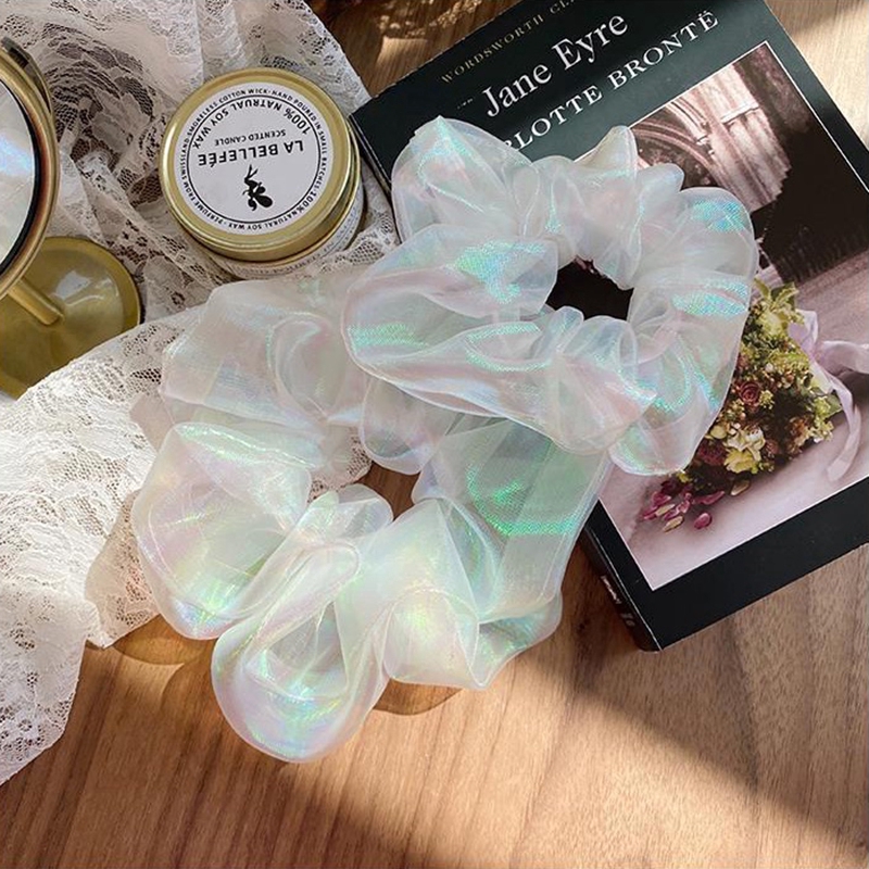 iF YOU INS Cúc Scrunchies Dây Buộc Tóc Hoa Cột Tóc Scrunchie Hologram