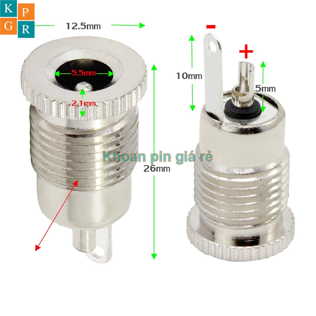 KPGR Jack DC 099 kim loại chuẩn 5.5 x 2.1mm