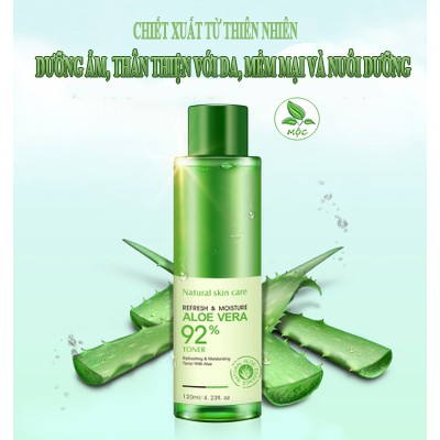 Nước hoa hồng toner chiết xuất 92% lô hội Bioaqua Refresh &amp; Moisture Aloe Vera Toner