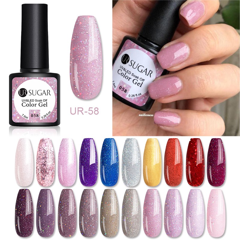 Chai sơn móng gel UV UR SUGAR kim tuyến nhiều màu sắc lựa chọn