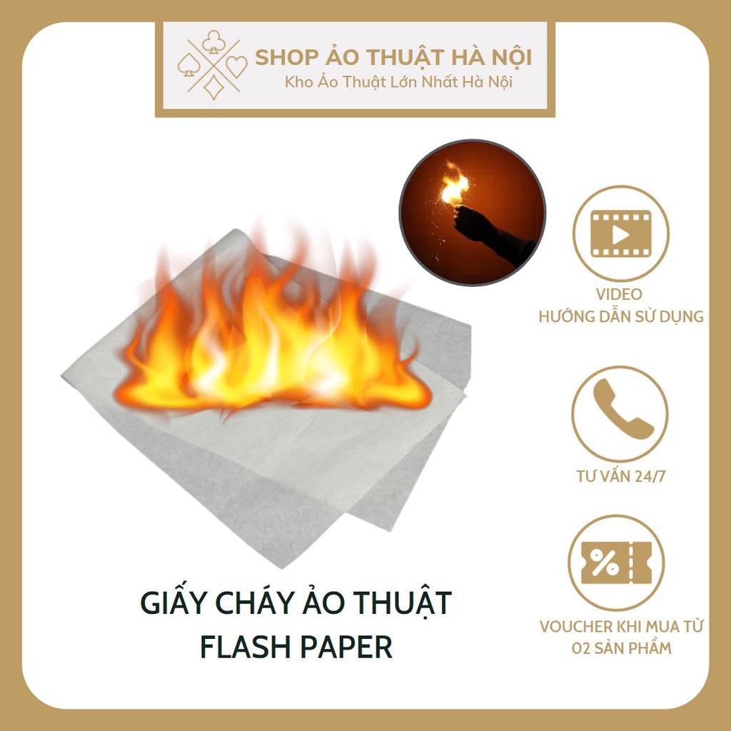 Giấy Cháy Ảo Thuật Flash Paper, Đốt Không Để Lại Khói Tro 50x21cm