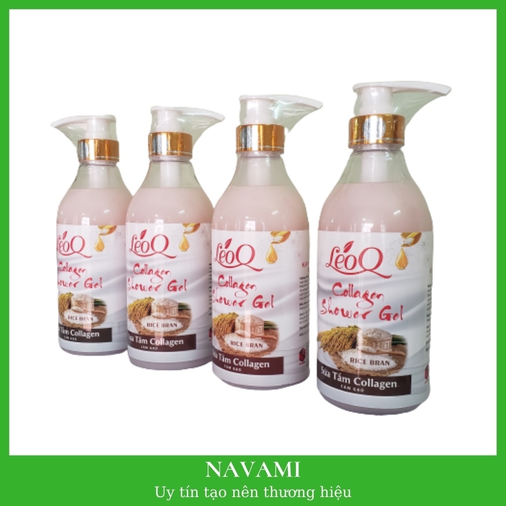 Sữa tắm dưỡng ẩm trắng da toàn thân LeoQ collagen cám gạo 600ml