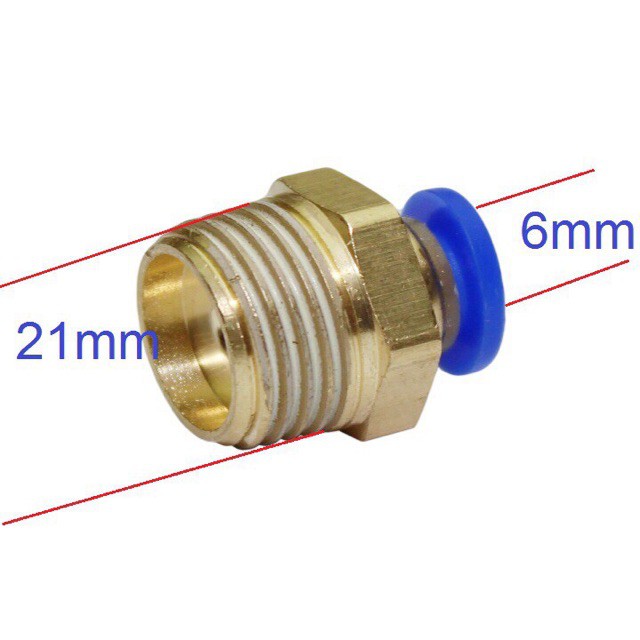 Nối nhanh khí nén ren 21 ống 6 - 8 - 10 - 12, đầu cắm nhanh khí nén