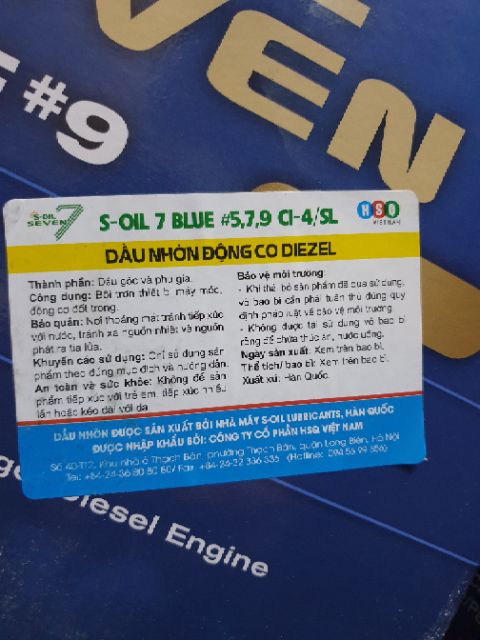 Dầu nhớt ô tô máy dầu Diesel S-oil Blue #9 - Nhập khẩu 100% từ Hàn Quốc