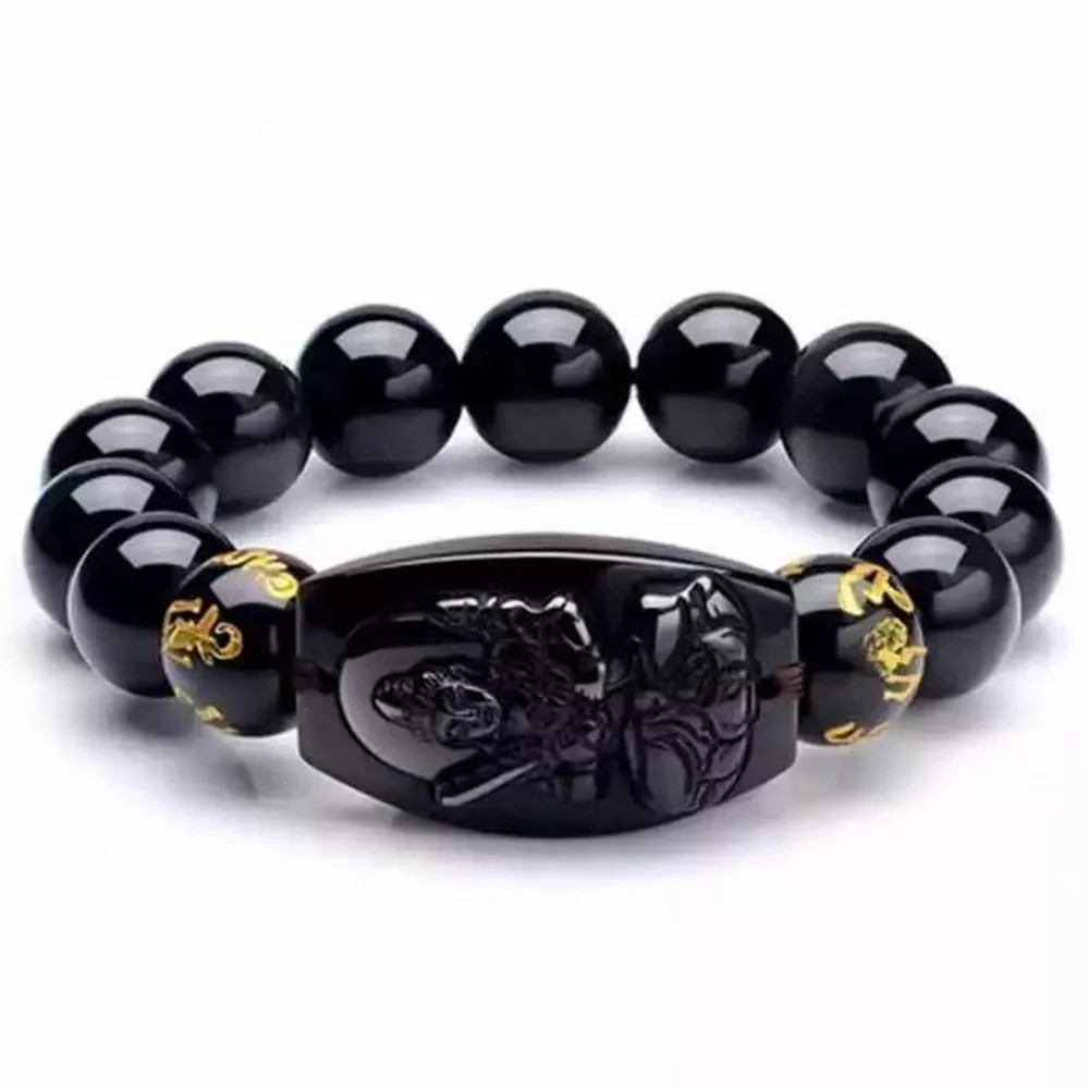 Vòng tay chuỗi hạt đá Obsidian cho nam và nữ