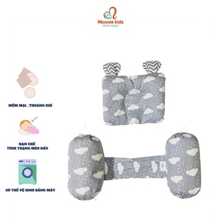 Gối, chặn vỏ đỗ MONMON vải cotton thoáng mát cho bé