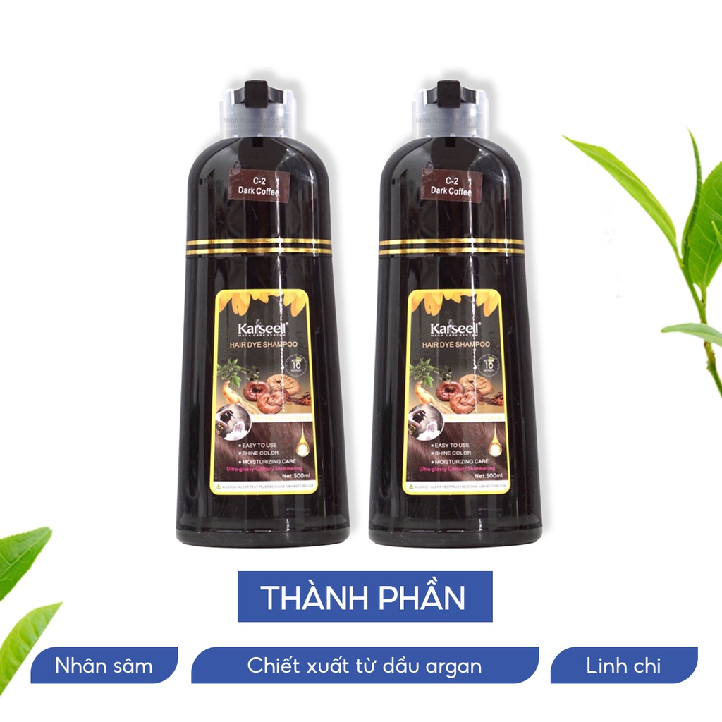Dầu gội phủ bạc nhuộm tóc nâu Karseell Hair Dye Shampoo 500ml