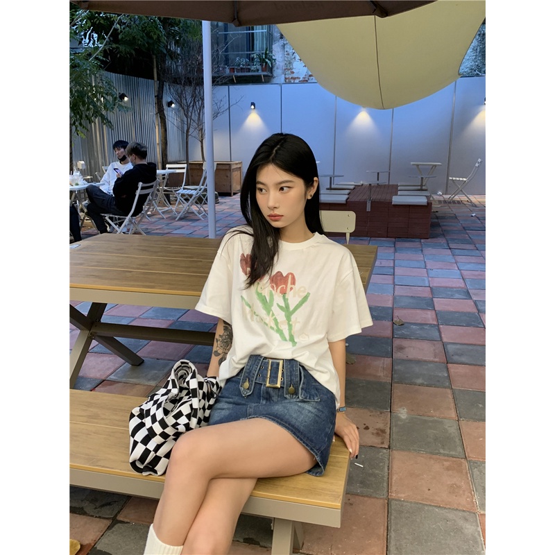 Áo Thun Cotton Trơn Dáng Rộng Thoáng Khí Ngắn Tay Thời Trang 49378