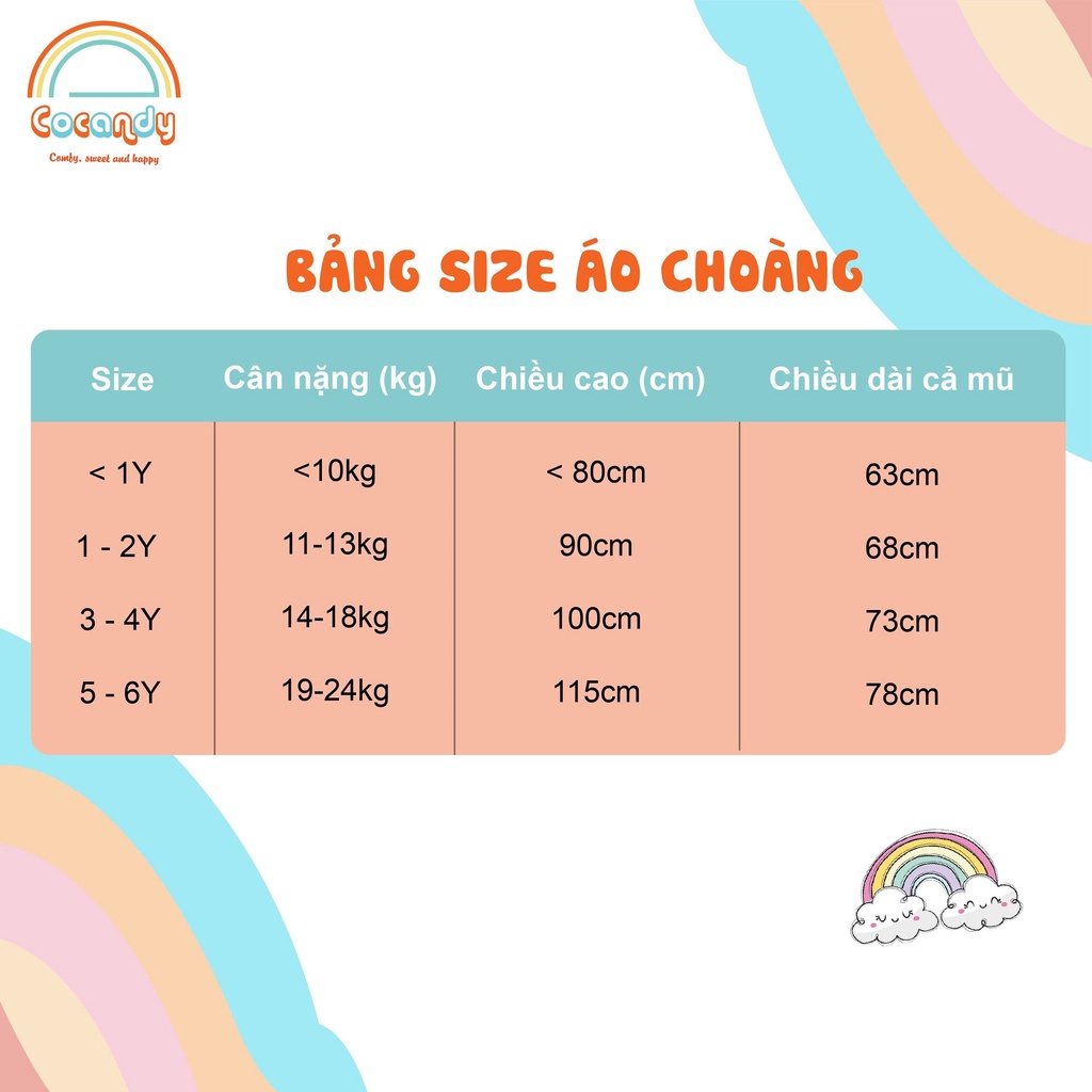 Áo choàng cho bé -áo choàng cánh dơi-áo chống nắng-chống gió-chất liệu cotton hàn cao cấp lô 002 của COCANDY mã AC10