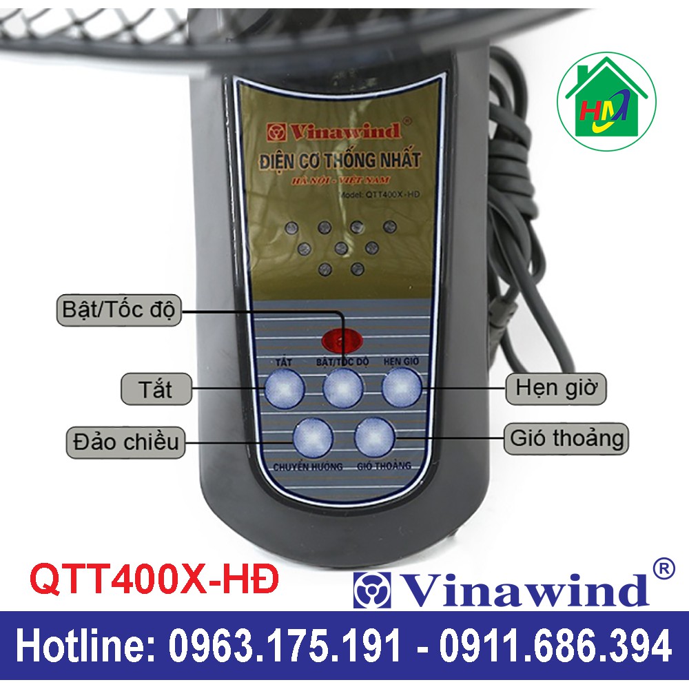 Quạt Treo Tường Điều Khiển Từ Xa Vinawind QTT400X-HĐ
