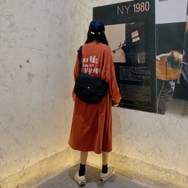 [Sẵn Nude, đen, hồng ] Đầm tay dài ulzzang / đầm suông dài | BigBuy360 - bigbuy360.vn