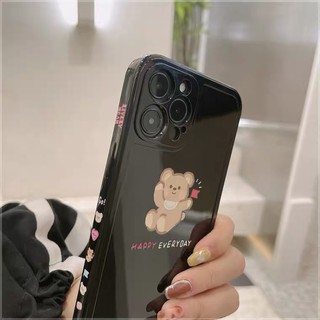 Ốp Onion cạnh in hình gấu bông đen dẻo dành cho ip 11 12 Pro Max 7 8 Plus X XsMax XR