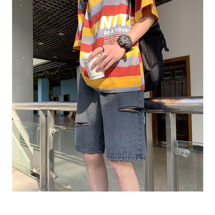 Quần Short Jeans Rách Phong Cách Hàn Quốc Cho Nam