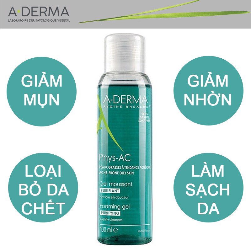 Sữa rửa mặt Aderma Purifying Cleansing Gel, sữa rửa mặt cho da dầu - Ngọc Diệp cosmetics