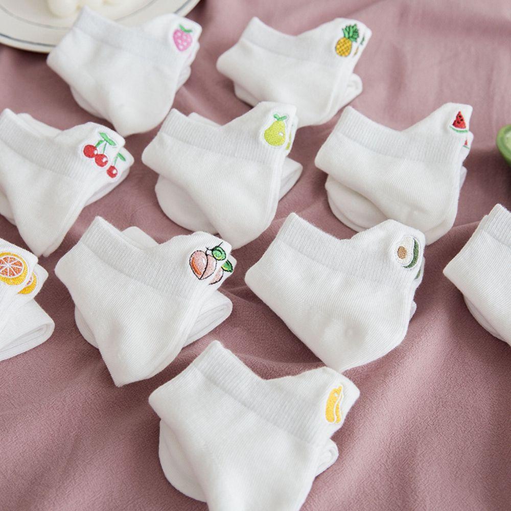 Vớ Cotton Mềm Cổ Thấp Thoải Mái Thêu Hình Trái Cây Cho Tuổi Teen