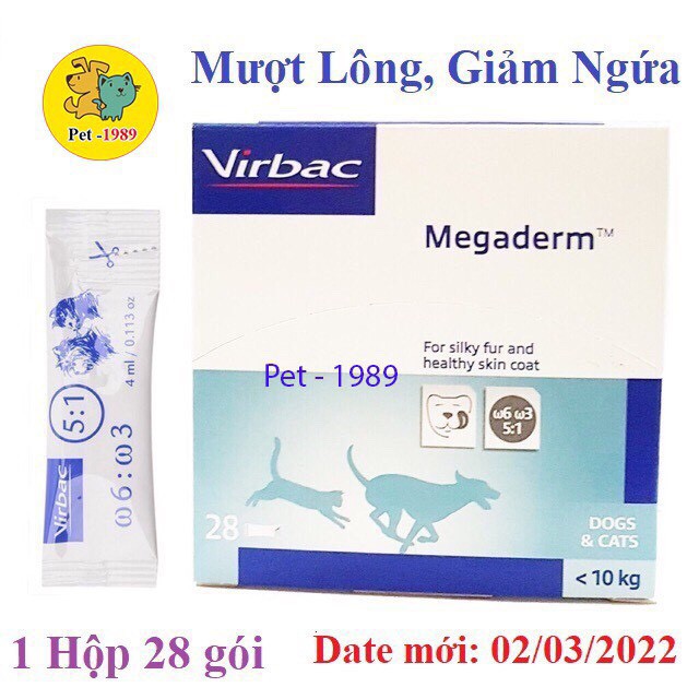Gói Gel Dinh Dưỡng Virbac Megaderm 4ml Giúp Mượt Lông, Da Và Giảm Ngứa Chó Mèo
