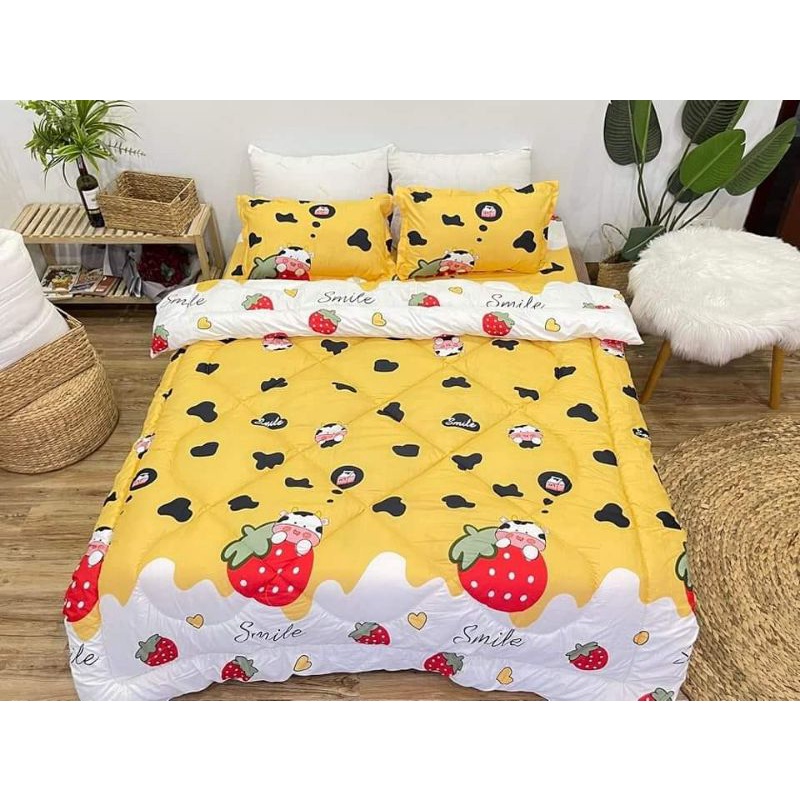 Bộ ga gối đũi trần bông xơ đậu nành 3 món.Set ga gối 4 mùa chất liệu cotton đũi bông xơ đậu nành cao cấp