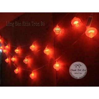 Dây led lồng đèn đỏ khía tròn trang trí tết