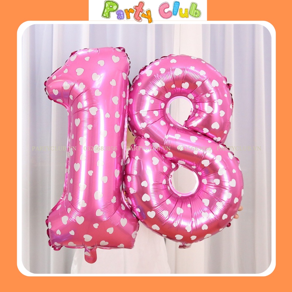 Bóng số tuổi sinh nhật màu xanh dương - hồng